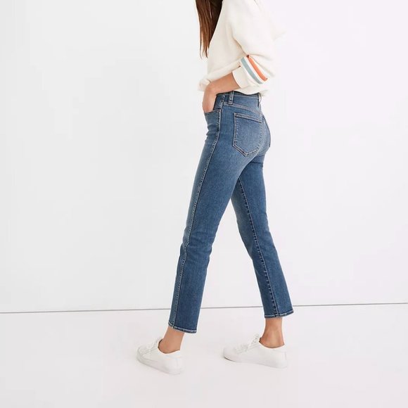 MADEWELL HIGH-RISE SLIM STRAIGHT JEANS IN GLYNN WASH SIZE 27 - Picture 2 of 7